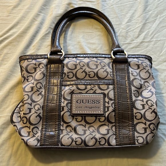 BUNDLE WITH A WALLET AND SAVE - Guess Grey Canvas Purse - Picture 1 of 12
